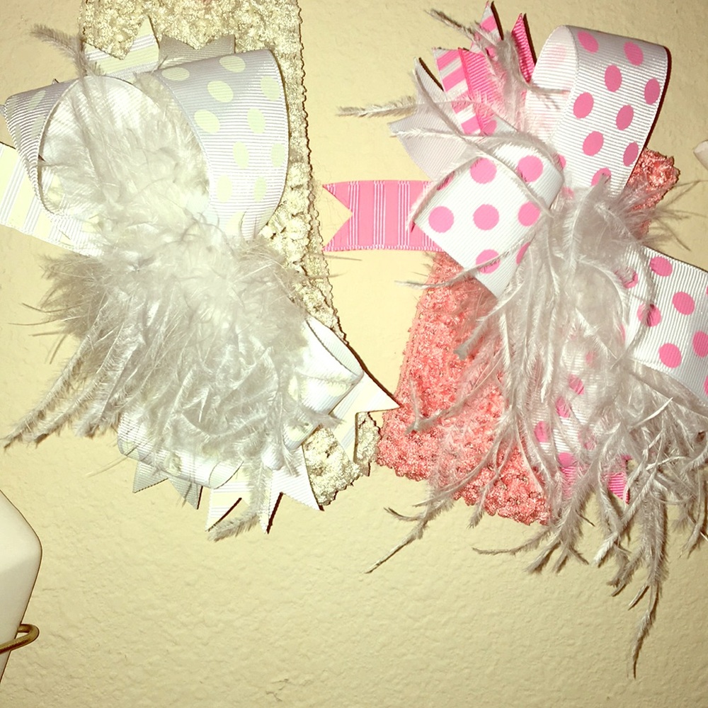 Pair of frilly baby hair bows